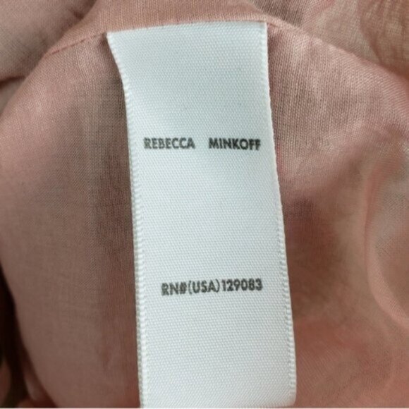 Rebecca Minkoff Ollie Dress Peach Botanical Tropical Print size L Floral Boho - Picture 13 of 16